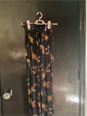 Black Floral Pants- Elegant Flow